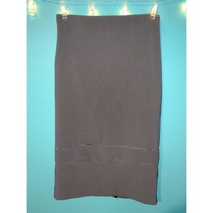 Striped Midi Pencil Skirt with Slit in Back